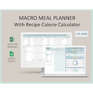 Macro Meal Planner for Australia Nutrition Calculator Digital Meal Tracker Excel Health Planning Sheet Macro Counting Excel Spreadsheet