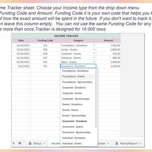Income and Expense Tracker For Non-Profit Organization, Bookkeeping, Accounting, Spending tracker, Business tracker, Google sheets, Excel image 3