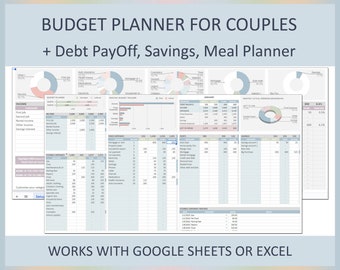 Budgetspreadsheet voor stellen, Budgetplanner, Budgetsjabloon, Google Spreadsheets-budget, Maandbudget, Excel-budget, Gezin, Huishoudbudget