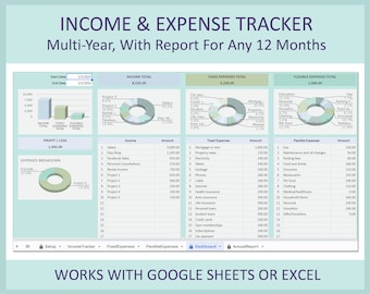 Income Expense Tracker Business Spending Log Personal Finance Organizer Bookkeeping Spreadsheet Template Excel Google Sheets Budget Layout
