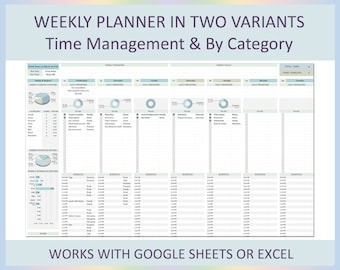 Digital Weekly Planner Spreadsheet Excel Google Sheets Weekly Schedule Teacher Study To-Do Template Undated Classroom Student Organizer Kit