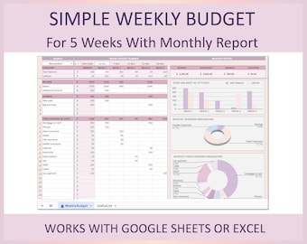 Weekly Budget Planner Template Excel Monthly Organizer Editable Biweekly Digital Budget Spreadsheet Personal Finance Tool Budgeting System