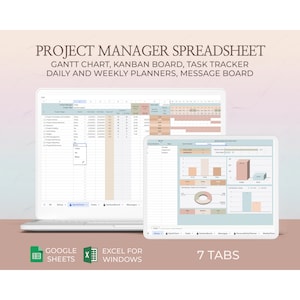 Projectplanner met Gantt-diagram Taakorganisator Sjabloonbeheer Trackingdashboardsysteem Excel Google Spreadsheets Digitaal planningsformaat