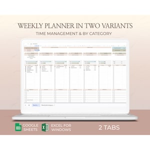 Weekly Schedule Planner Template Excel Google Sheets To-Do List Work Spreadsheet Undated Digital Layout Productivity Organizer Format
