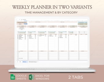 Weekly schedule template,  Weekly planner spreadsheet, Weekly schedule excel, Weekly work schedule, Weekly to-do list, Weekly planner google