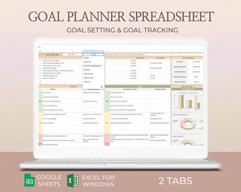 Goal planner spreadsheet, Smart goals planner, Goals of life planner, Goal tracking, Personal goals, Monthly goals sheet, Goal setting Excel