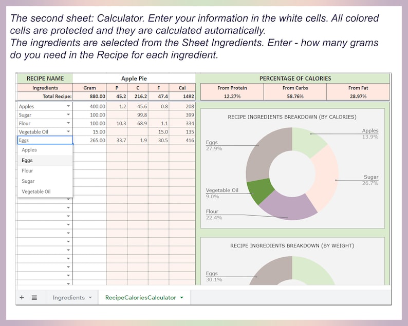 Recipe Calories Calculator, Recipe Nutrition Calculator, Meal Calorie Calculator, Recipe Calorie