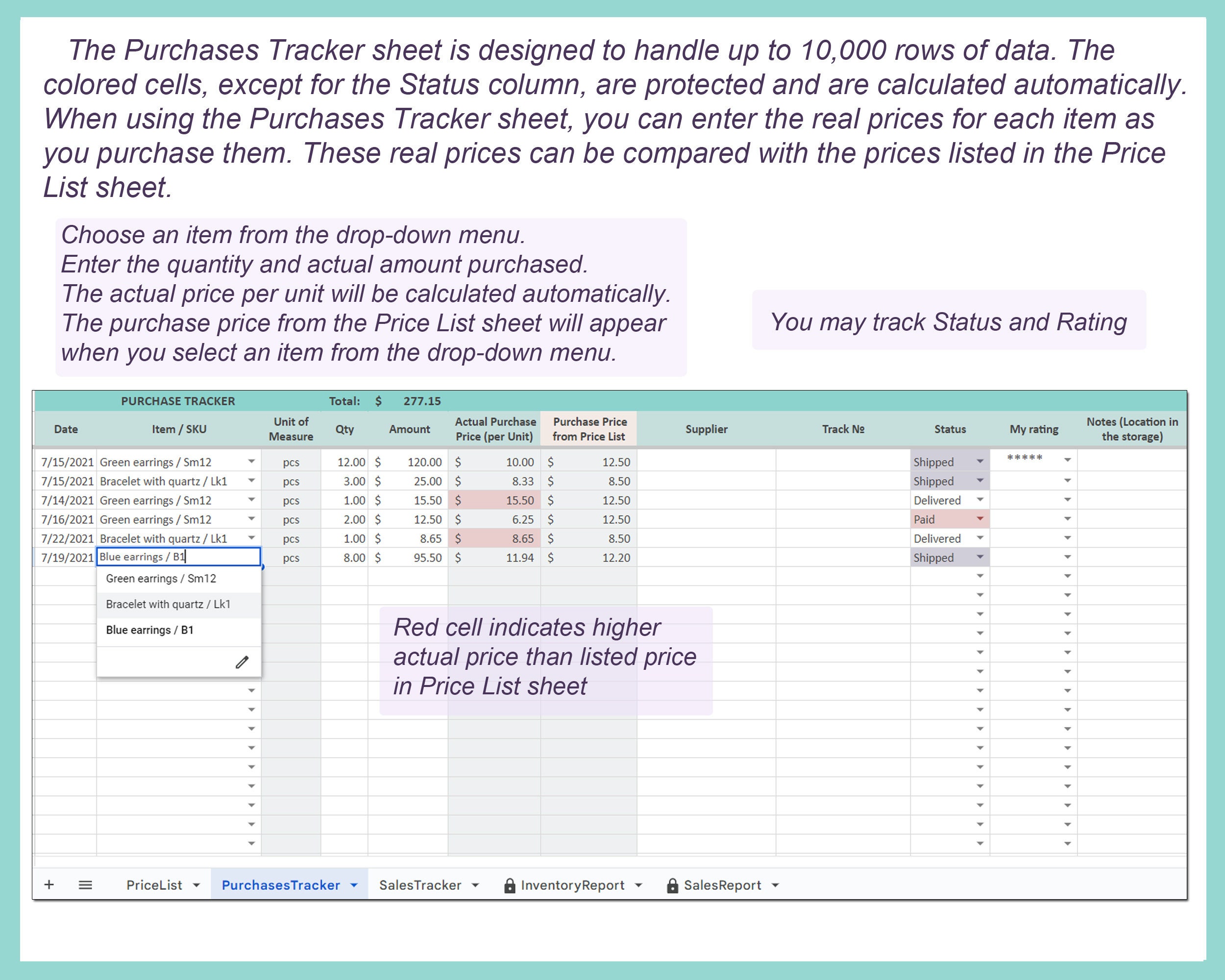 Inventory Spreadsheet Template Excel Google Sheets Reseller Sales ...