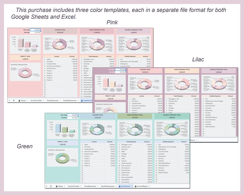 Kalkylblad för utgiftsinkomster Företagsekonomilogg Personlig budgetorganisatör Mall för pengaspårning Google Sheets Excel Redovisning bild 6