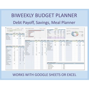 Biweekly Budget Planner by Paycheck Template for Personal Finance Excel Google Sheets Weekly Organizer Digital Budget Spreadsheet Download
