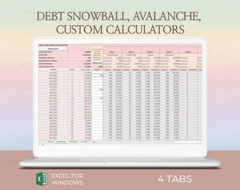 Debt snowball method calculator, Debt avalanche calculator, Debt snowball template, Debt avalanche spreadsheet,Debt calculator,Google Sheets