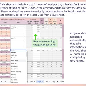 Macro Meal Planner Spreadsheet, Google Sheets Meal Planner, Macro Diet ...