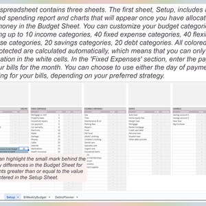 May include: A spreadsheet with a white background and black text. The spreadsheet is divided into four columns: Income, Fixed Expenses, Flexible Expenses, and Savings. Each column has a list of categories with a plan and percentage column. The spreadsheet is titled "BiWeeklyBudget".