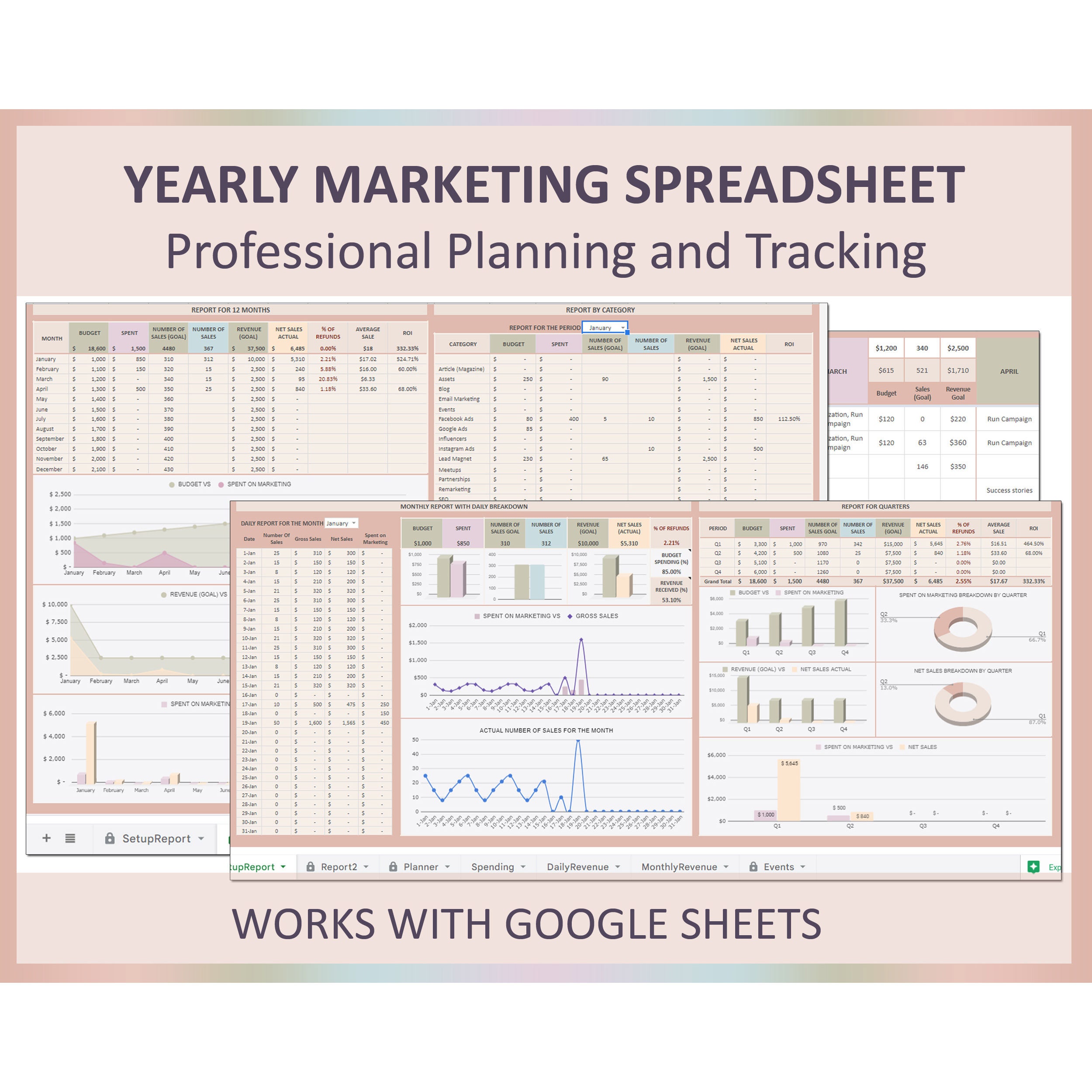 Yearly Marketing Planner Marketing Calendar Marketing Etsy