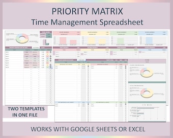 Priority matrix, Prioritization matrix, Action, Project priority; Eisenhower, Priority chart; Task prioritization, Productivity, Spreadsheet
