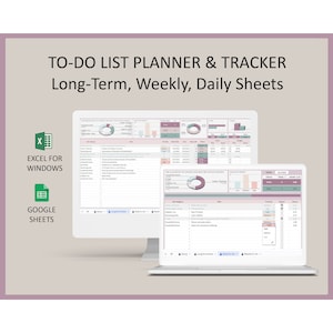 Task Planner Project Management Spreadsheet Daily Weekly Tracker Task Organization Template Productivity Layout Google Sheets Excel Format