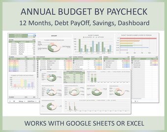 Gehaltsabrechnung Budgetplaner Jährliche Vorlage Excel-FIN-Planer Budget Tabelle Ersparnisse-Tracker Kredit-Auszahlungs-Rechner Digitale Datei