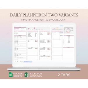 Daily Planner Spreadsheet Excel Task Tracker To-Do List Schedule Template Category-Based Organizer Digital Planning Sheet Undated Format