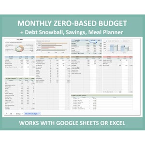 Zero based budget, Monthly budget template, Detailed budget planner, Google sheet budget, Budget worksheet, Budget excel, Bills planner