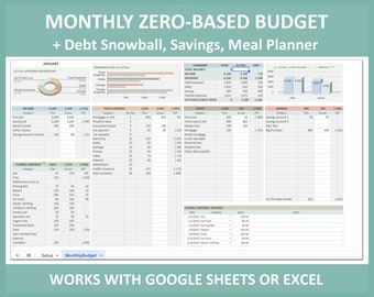 Nulgebaseerd budget, maandelijks budgetsjabloon, gedetailleerde budgetplanner, Google-spreadsheetbudget, budgetwerkblad, budget excel, rekeningenplanner
