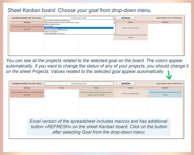 Life Planner Excel Goal Setting Project Planner Template Etsy