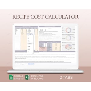 Recipe Costing Template Spreadsheet Baking Price Calculator Excel Sheet Recipe Cost Tracker Digital Food Pricing Planner for Home Bakers