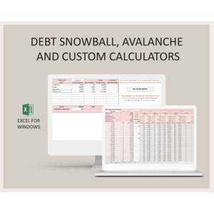 Calculadora de bola de nieve de avalancha de deudas (hoja de cálculo de Excel), Planificador de pago de deudas, Plantilla de pago de bola de nieve, Rastreador financiero para la planificación presupuestaria