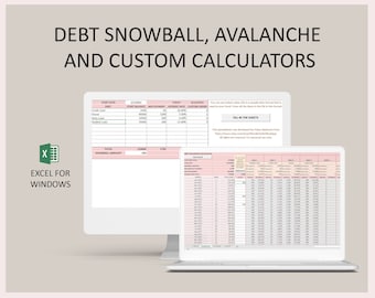 Excel avalanche & snowball calculator, Debt avalanche worksheet, Debt snowball template, Debt avalanche excel, Debt calculator, Debt PayOff
