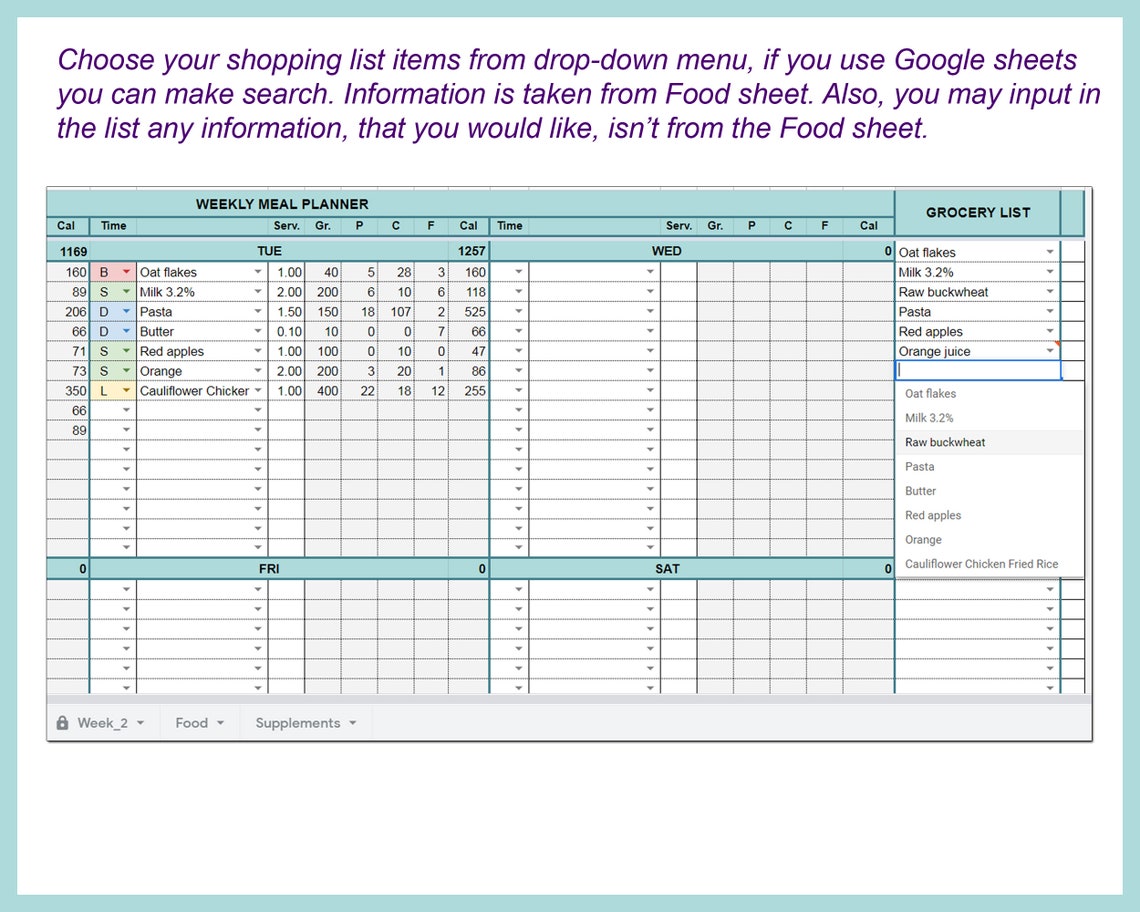 Macro Meal Planner Digital Meal Planner Macro Diet Meal - Etsy Australia