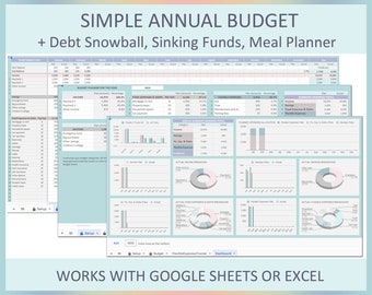Editable budget planner, Excel budget, Bill tracker, Simple budget, Yearly budget, Budget template, Budget sheets, Budget digital download