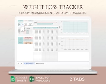 Abnehm-Tracker Tabelle Google Sheets Challenge Chart Wöchentliches Journal BMI Fortschrittslog Fitness Ziele Planer Body Metrics Sheet