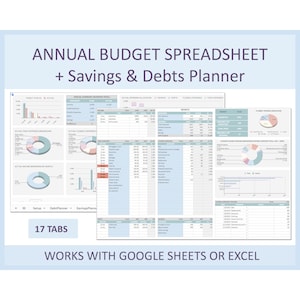 Yearly Budget Template Monthly Planner Excel Spreadsheet Personal Finance Sheet Annual Organizer Google Sheets Digital Budget Tracking File