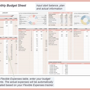 Monthly budget template, Budget planner, Budget spreadsheet, Bill tracker, Financial planner, Excel budget, Personal budget sheet, Editable image 3