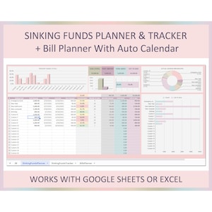 Digital Sinking Funds Tracker Savings Planner Spreadsheet Google Sheets Excel Template Budget Organizer for Long-Term Financial Goals