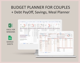 Family monthly budget, Budget Excel, Budget Google Sheets, Budget Tracker, Couples Budget, Financial Planner, Debt Tracker, Budget template