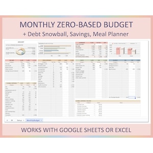 Zero Based Budget Monthly Template Google Sheets Detailed Planner Budget Sheet Excel Personal Finance Organizer Budget Digital Download Tool
