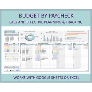 Budget by Paycheck Monthly Planner Template Excel Google Sheets Editable Budget Spreadsheet Personal Finance Organizer Bill Tracker Tool