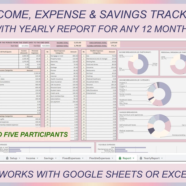 Monthly Income And Expense Sheet Etsy Singapore
