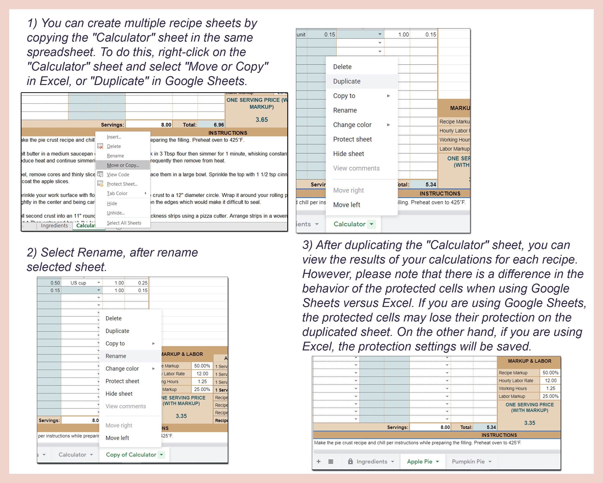 Recipe Cost Calculator Excel, Ingredient Cost, Baking Cost Formula