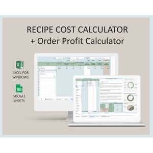 Recipe Price Calculator Order Profit Tracker Baking Ingredient Costing Template Excel Formula Google Sheets Tool for Food Business Planning
