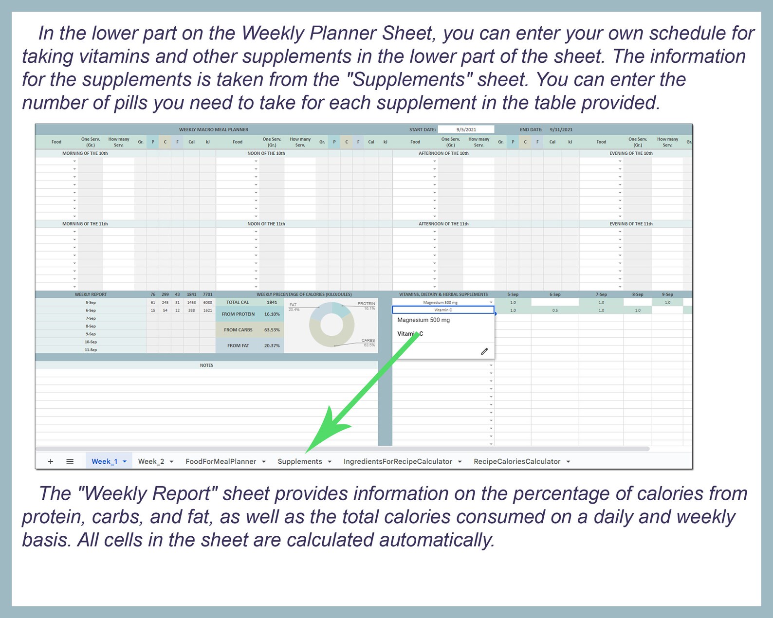 Macro Diet Meal Planner, Macro Meal Planner, Digital Meal Planner, Meal