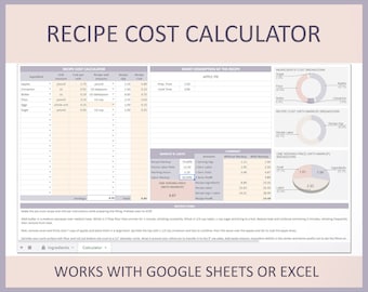 Recipe Cost Calculator Cake Pricing Template Baking Ingredient Formula Recipe Costing Excel Google Sheets for Food Business Profit Planning