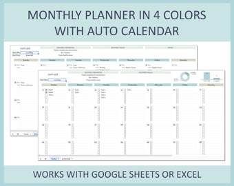 Monthly Calendar Excel Template Planner Google Sheets Monthly Schedule Layout Undated Spreadsheet Digital Organizer Planning Sheet Format