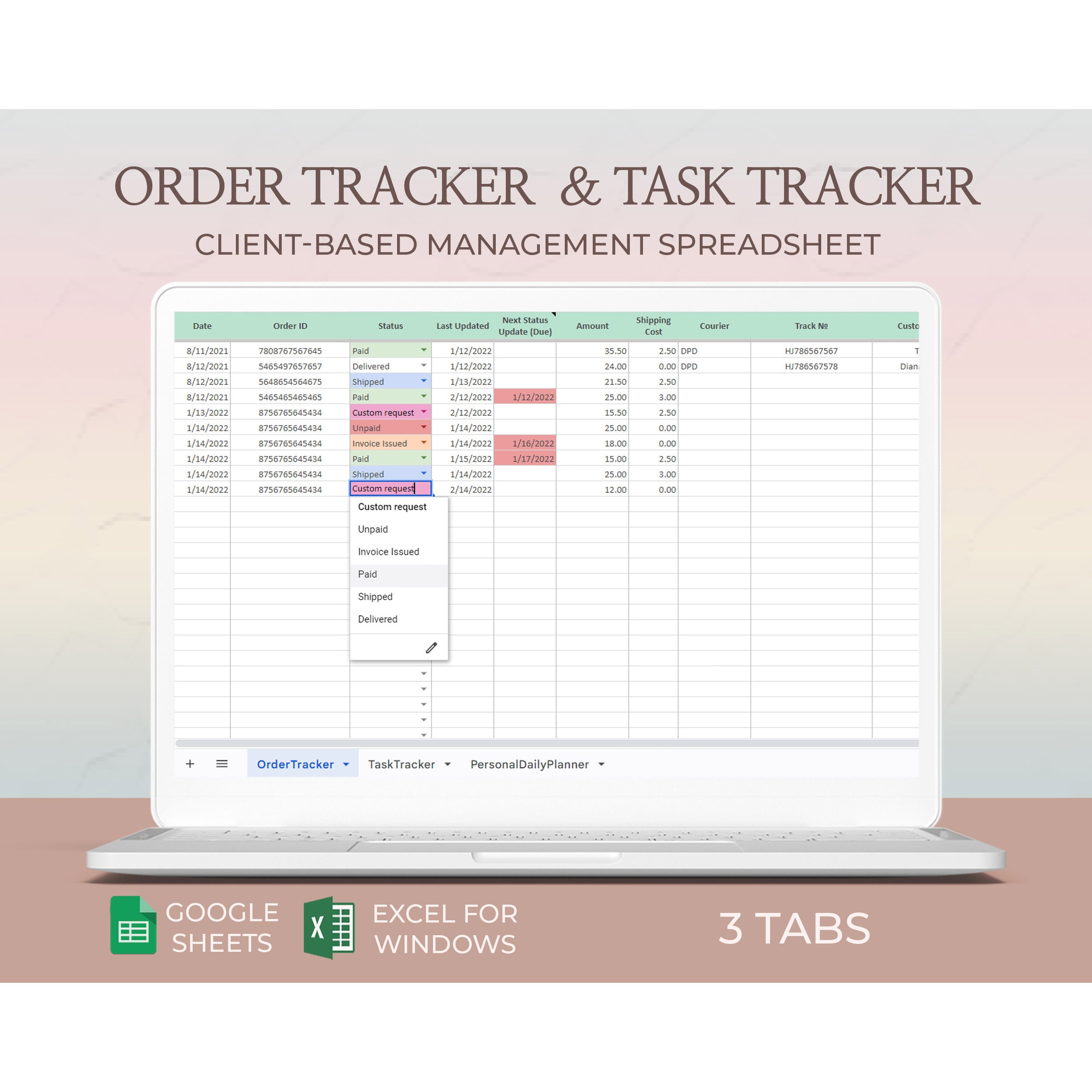 Buy Order Tracker Spreadsheet, Order Tracking Excel Template