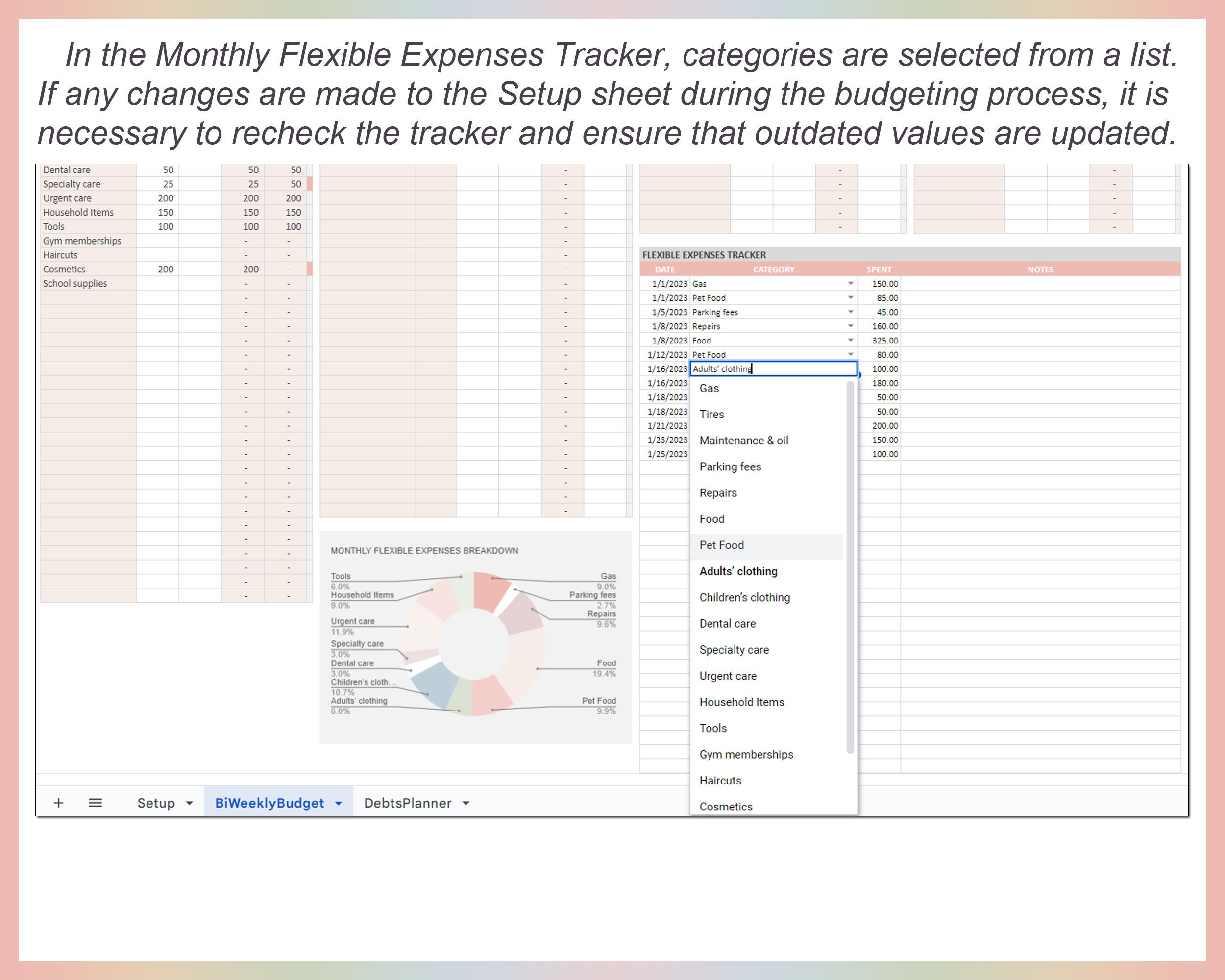 Biweekly Budget Spreadsheet Excel Template Google Sheets Planner Bi ...