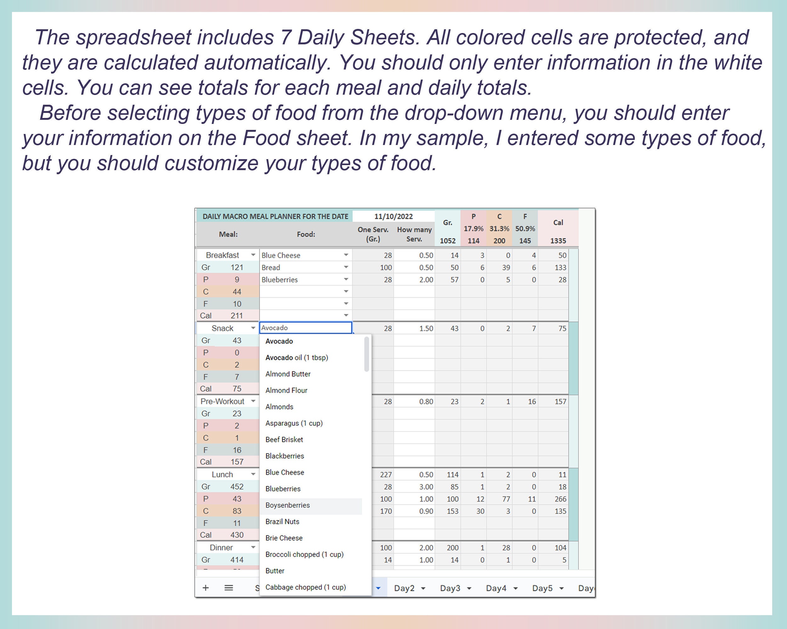 Macro Diet Meal Planner Macros for Weight Loss Weekly Meal - Etsy