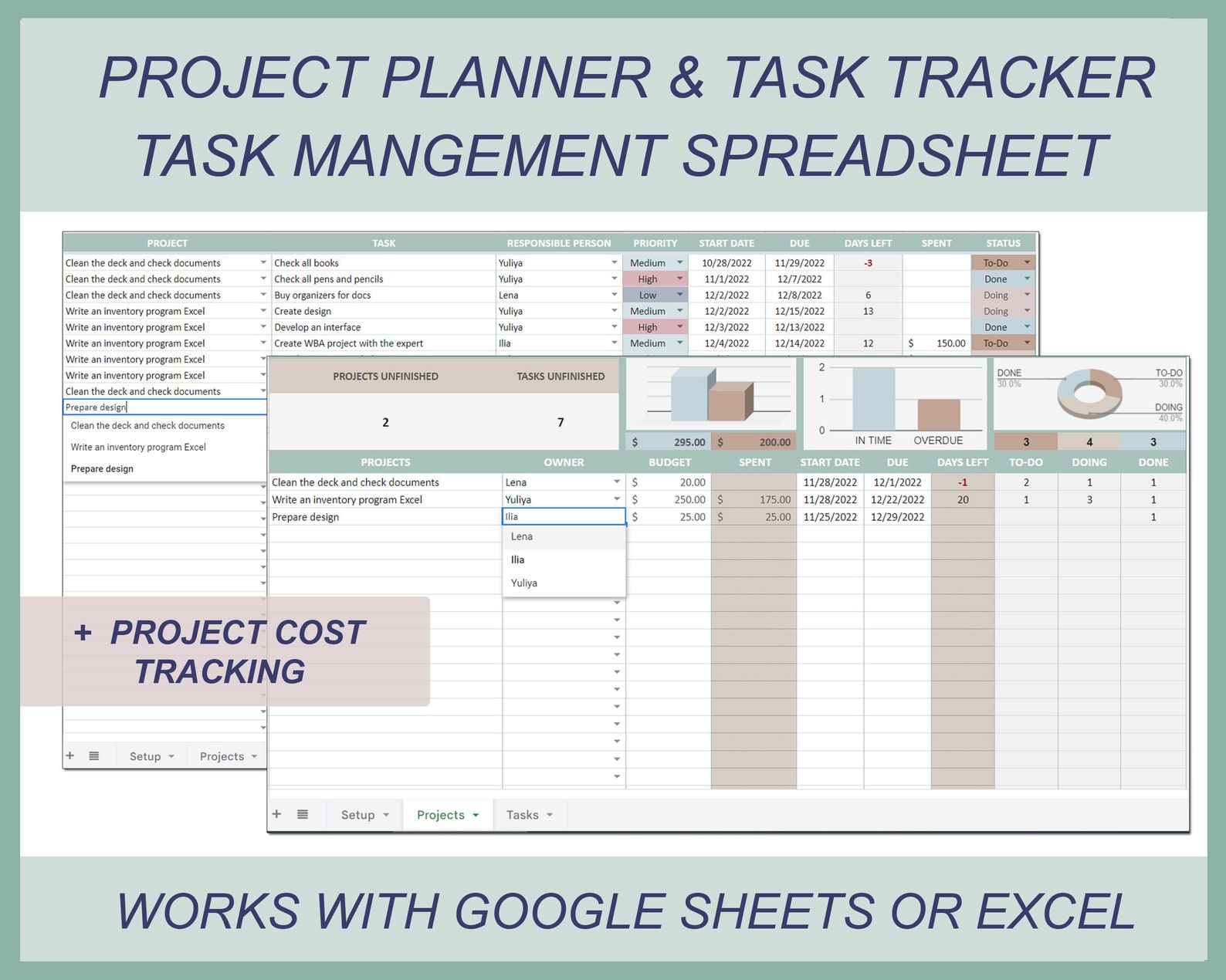 Project management task tracker project manager template etsy