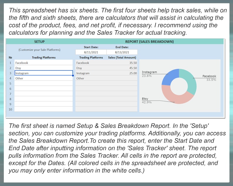 Sales Tracking Spreadsheet Multi-platform Tracker Product Costing ...