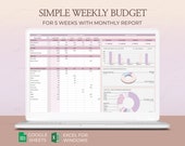 Weekly Budget Excel Template Google Sheets Simple Planner Spreadsheet Monthly Biweekly Finance Organizer Easy Budget Digital Tracking System