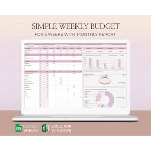 Weekly Budget Excel Template Google Sheets Simple Planner Spreadsheet Monthly Biweekly Finance Organizer Easy Budget Digital Tracking System